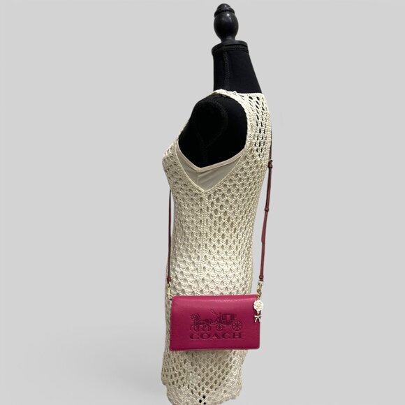 💰SALE💰 NWOT Coach Horse & Carriage Anna Fold-Over Clutch Crossbody + Charm - Picture 5 of 16